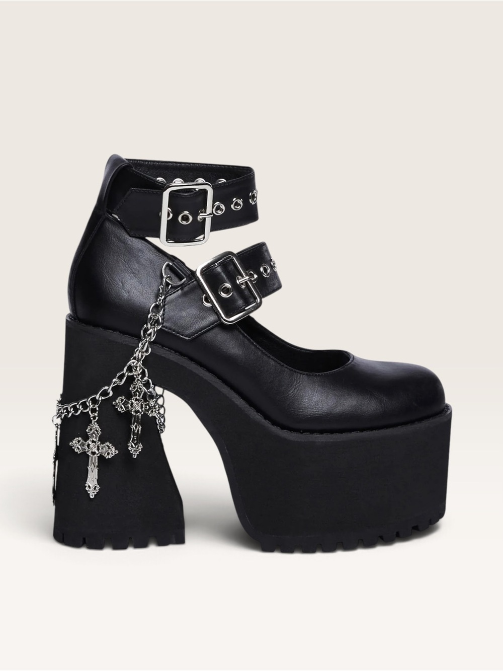Dolls Kill Widow “Damned if you do” Black Platform Mary Jane Heeled Boots